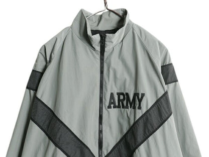 00s 米軍実物 US ARMY ナイロン トレーニング ジャケット LARGE LONG 古着 04年製 オールド 軍物 IPFU ミリタリー ブルゾン ジャンパー 灰