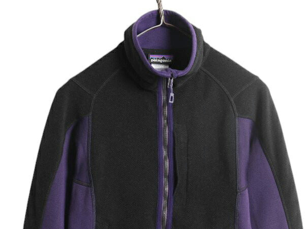 パタゴニア ハイブリッド フリース ジャケット レディース XS 古着 14年製 ジップアップ フリース ストレッチ ブラック  パープル ツートン