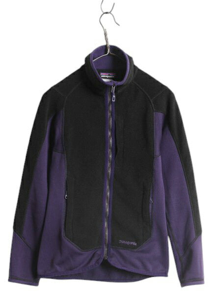パタゴニア ハイブリッド フリース ジャケット レディース XS 古着 14年製 ジップアップ フリース ストレッチ ブラック  パープル ツートン