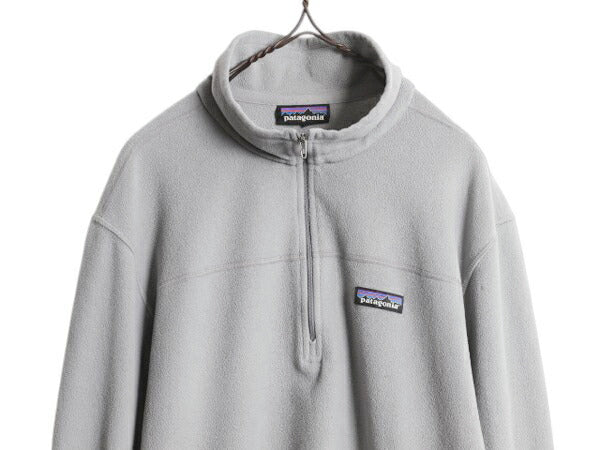 パタゴニア マイクロD ハーフジップ フリース プルオーバー メンズ L / ロンT 長袖 Tシャツ アウトドア ハイネック 薄手 カットソー グレー