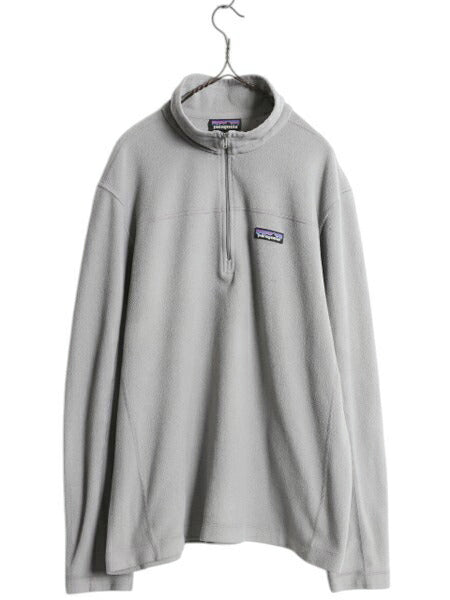 パタゴニア マイクロD ハーフジップ フリース プルオーバー メンズ L / ロンT 長袖 Tシャツ アウトドア ハイネック 薄手 カットソー グレー