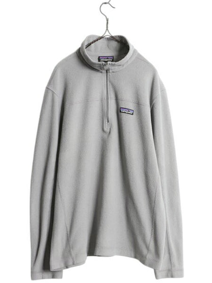 パタゴニア マイクロD ハーフジップ フリース プルオーバー メンズ L / ロンT 長袖 Tシャツ アウトドア ハイネック 薄手 カットソー グレー