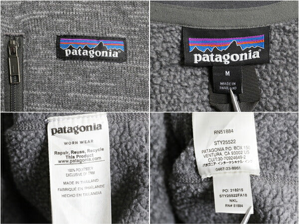 パタゴニア ベターセーター ハーフジップ メンズ M / 古着 18年製 Patagonia フリース セーター ジャケット プルオーバー カレッジ 刺繍 灰