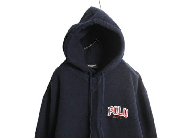 ラルフローレン フリース パーカー ジャケット メンズ S / POLO JEANS CO プルオーバー ブルゾン フード ワンポイント ロゴ刺繍 ネイビー