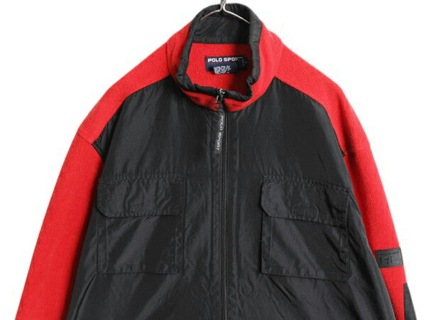 90s ポロスポーツ ラルフローレン ナイロン フリース 切替 ジャケット メンズ XL / オールド フルジップ ジャンパー ツートン 大きいサイズ