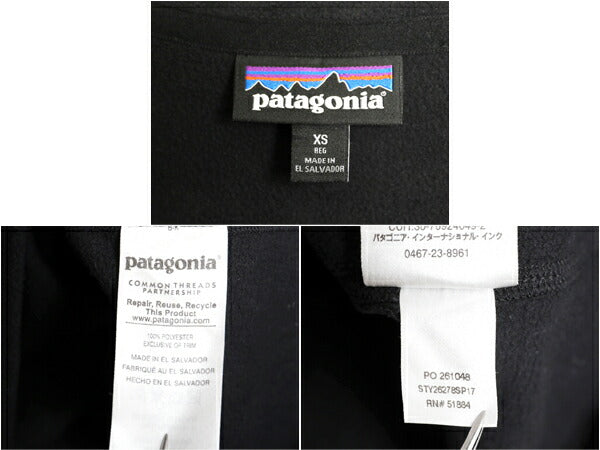 パタゴニア マイクロD ハーフジップ フリース プルオーバー レディース XS 17年製 Patagonia ロンT 長袖 Tシャツ ハイネック 薄手 黒 企業