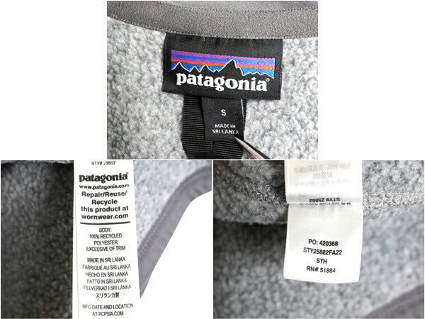 パタゴニア ベターセーター ベスト メンズ S / 22年製 Patagonia フリース セーター 前開き フルジップ アウトドア ハイネック 重ね着 灰