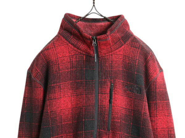 US企画 ノースフェイス チェック ゴードン ライオンズ ハーフジップ メンズ L 古着 The North Face フリース ジャケット ブルゾン オンブレ