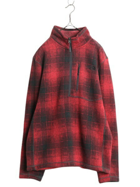 US企画 ノースフェイス チェック ゴードン ライオンズ ハーフジップ メンズ L 古着 The North Face フリース ジャケット ブルゾン オンブレ