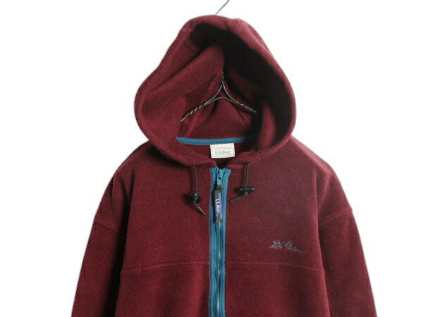 90s エルエルビーン フリース フード パーカー ジャケット メンズ M レディース L / 古着 オールド LLBEAN アウトドア フルジップ ブルゾン