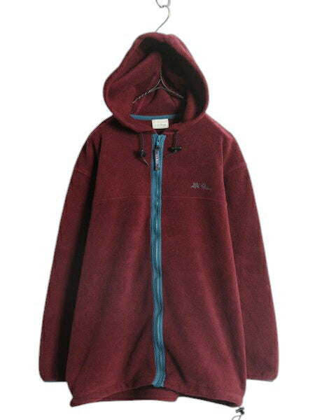 90s エルエルビーン フリース フード パーカー ジャケット メンズ M レディース L / 古着 オールド LLBEAN アウトドア フルジップ ブルゾン
