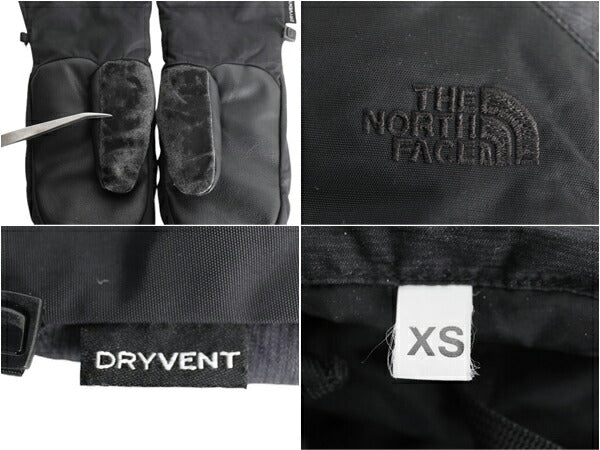 ノースフェイス DRYVENT ナイロン 切替 グローブ レディース XS 黒 古着 THE NORTH FACE アウトドア 手袋 ミトン 裏 フリース 防寒 スキー