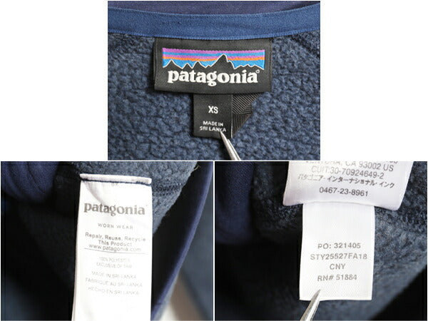 パタゴニア ベターセーター ジャケット メンズ XS 古着 18年製 Patagonia アウトドア フリース ニット フルジップ ブルゾン ハイネック 紺