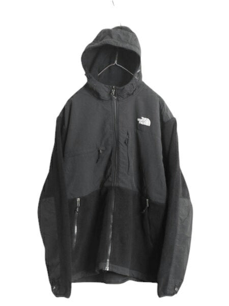 ノースフェイス フード付き デナリ ジャケット メンズ L 古着 The North Face DENALI フリース ナイロン パーカー ジャンパー ブルゾン 黒