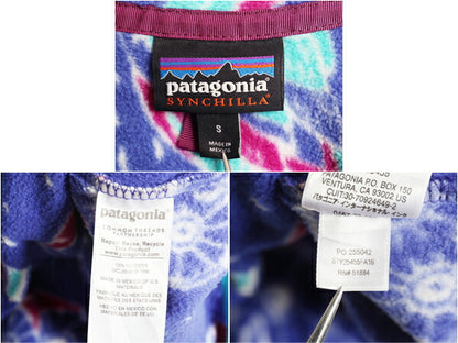 パタゴニア フクロウ 総柄 ライトウェイト シンチラ スナップT レディース S / 古着 16年製 PATAGONIA フリース プルオーバー ジャケット