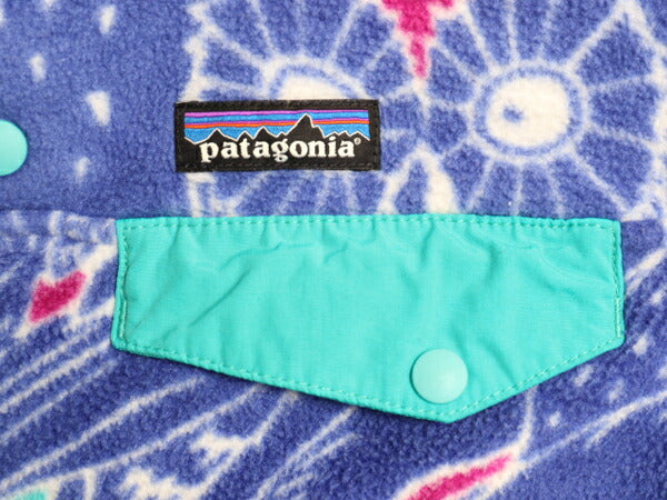 パタゴニア フクロウ 総柄 ライトウェイト シンチラ スナップT レディース S / 古着 16年製 PATAGONIA フリース プルオーバー ジャケット