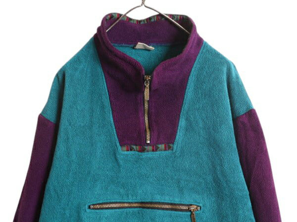 90s エルエルビーン フリース ジャケット メンズ レディース M 程/ 古着 オールド LLBEAN アウトドア ブルゾン ハーフジップ プルオーバー