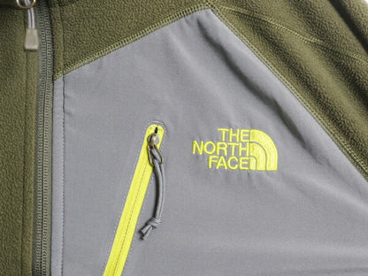 ノースフェイス フリース 長袖 Tシャツ メンズ L The North face アウトドア フラッシュドライ ハイネック ロンT インナー ツートン カーキ