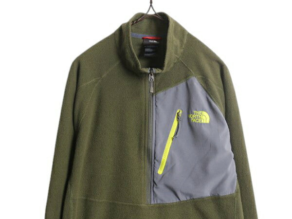 ノースフェイス フリース 長袖 Tシャツ メンズ L The North face アウトドア フラッシュドライ ハイネック ロンT インナー ツートン カーキ