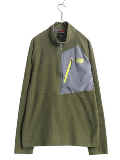 ノースフェイス フリース 長袖 Tシャツ メンズ L The North face アウトドア フラッシュドライ ハイネック ロンT インナー ツートン カーキ