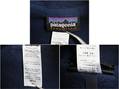 パタゴニア シンチラ フリース ベスト メンズ XS 古着 14年製 Patagonia アウトドア フルジップ 重ね着 前開き ハイネック 企業 企業物 紺