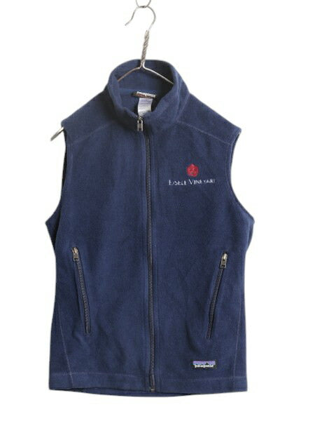 パタゴニア シンチラ フリース ベスト メンズ XS 古着 14年製 Patagonia アウトドア フルジップ 重ね着 前開き ハイネック 企業 企業物 紺