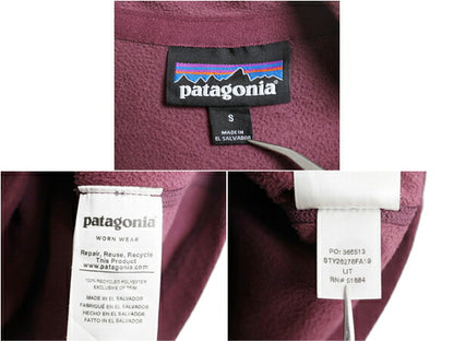パタゴニア マイクロD ハーフジップ フリース プルオーバー レディース S 古着 19年製 Patagonia ロンT 長袖 Tシャツ 薄手 バーガンディ