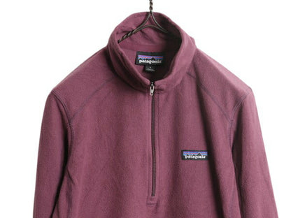 パタゴニア マイクロD ハーフジップ フリース プルオーバー レディース S 古着 19年製 Patagonia ロンT 長袖 Tシャツ 薄手 バーガンディ