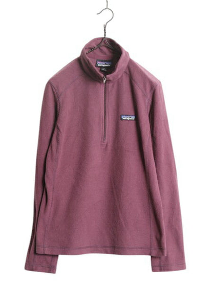 パタゴニア マイクロD ハーフジップ フリース プルオーバー レディース S 古着 19年製 Patagonia ロンT 長袖 Tシャツ 薄手 バーガンディ