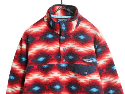 パタゴニア ネイティブ 総柄 ライトウェイト シンチラ スナップT レディース M / 古着 15年製 PATAGONIA フリース プルオーバー ジャケット