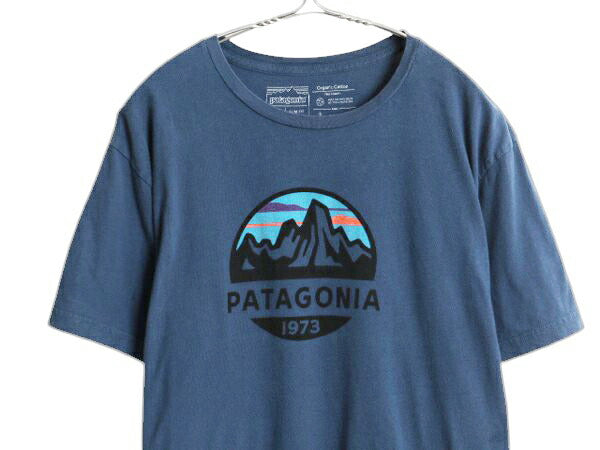 USA製 パタゴニア プリント 半袖 Tシャツ メンズ XL 19年製 アウトドア フィッツロイ スコープ グラフィック アート 細身 大きいサイズ 紺