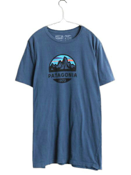 USA製 パタゴニア プリント 半袖 Tシャツ メンズ XL 19年製 アウトドア フィッツロイ スコープ グラフィック アート 細身 大きいサイズ 紺