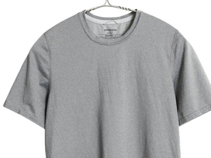 パタゴニア キャプリーン 半袖 Tシャツ レディース S 15年製 アウトドア ストレッチ アンダーシャツ カットソー インアー ワンポイント 灰