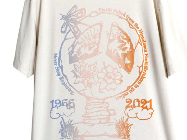 ノースフェイス 両面 プリント 半袖 Tシャツ メンズ L / アウトドア イラスト グラフィック シングルステッチ バックプリント カットソー