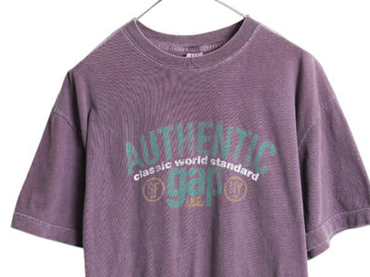 00s USA製 オールド ギャップ プリント 半袖 Tシャツ メンズ レディース S /  グラフィック 後染め ガーメントダイ カットソー ゆったり 紫