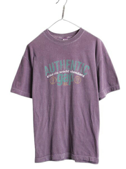 00s USA製 オールド ギャップ プリント 半袖 Tシャツ メンズ レディース S /  グラフィック 後染め ガーメントダイ カットソー ゆったり 紫