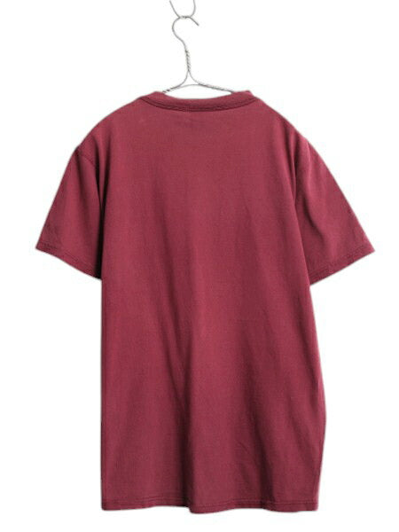 デッドストック 90s USA製 ディスカス ポケット付き 無地 半袖 Tシャツ メンズ M オールド ヘビーウェイト カットソー ポケT バーガンディ