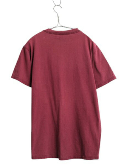 デッドストック 90s USA製 ディスカス ポケット付き 無地 半袖 Tシャツ メンズ M オールド ヘビーウェイト カットソー ポケT バーガンディ