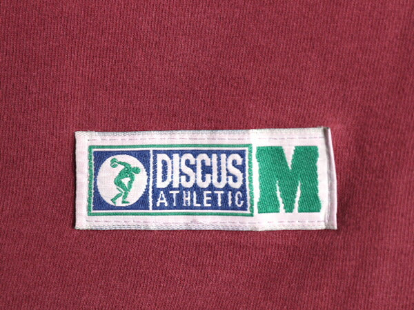 デッドストック 90s USA製 ディスカス ポケット付き 無地 半袖 Tシャツ メンズ M オールド ヘビーウェイト カットソー ポケT バーガンディ