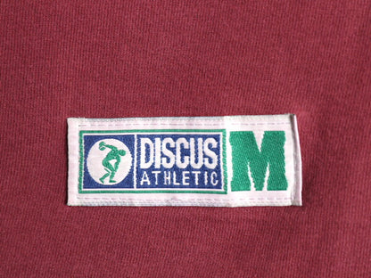 デッドストック 90s USA製 ディスカス ポケット付き 無地 半袖 Tシャツ メンズ M オールド ヘビーウェイト カットソー ポケT バーガンディ