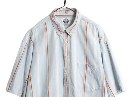 90s ドッカーズ リーバイス ストライプ ボタンダウン 半袖 シャンブレー シャツ メンズ XL オールド 半袖シャツ 100% コットン カジュアル