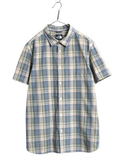 ノースフェイス チェック 半袖 シャツ メンズ XL アウトドア コットン マルチカラー カジュアル 薄手 大きいサイズ ポケット付き マチ付き