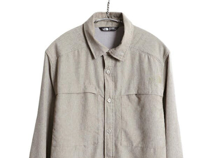 ノースフェイス 長袖 フィッシング シャツ メンズ S / 長袖シャツ アウトドア ワンポイント 無地 ロールアップ マチ付き シンプル トップス
