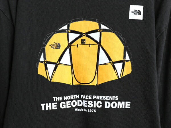 ノースフェイス プリント 長袖 Tシャツ メンズ M アウトドア ロンT カットソー ロングスリーブ ドーム テント グラフィック 袖プリント 黒