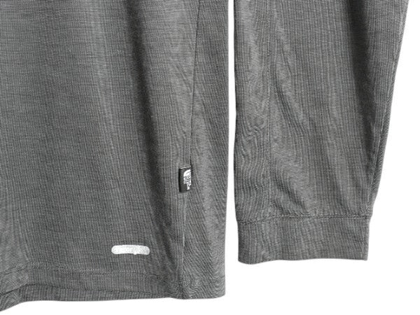 ノースフェイス ボーダー 長袖 Tシャツ メンズ XL ロンT ロングスリーブ カットソー インナー ストレッチ 大きいサイズ ワンポイント 黒 灰