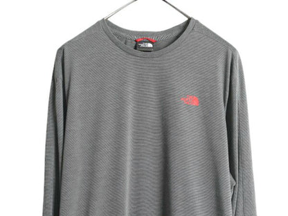 ノースフェイス ボーダー 長袖 Tシャツ メンズ XL ロンT ロングスリーブ カットソー インナー ストレッチ 大きいサイズ ワンポイント 黒 灰