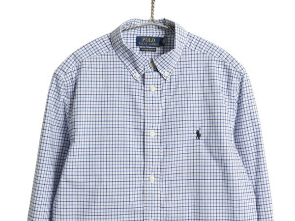 ポロ ラルフローレン チェック 長袖 ボタンダウン シャツ キッズ XL メンズ S 程/ 古着 長袖シャツ ワイシャツ ストレッチ マルチカラー BD