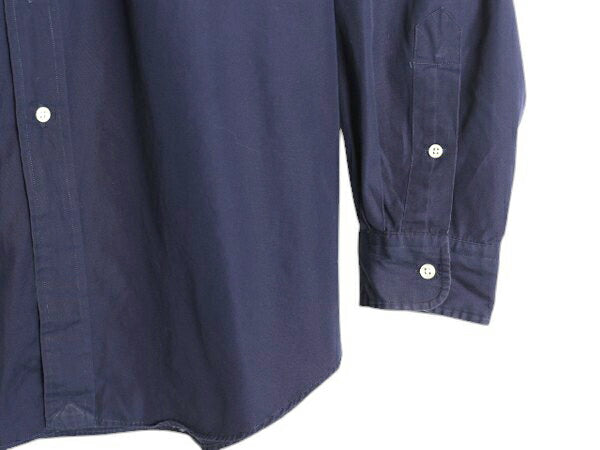 90s ラルフローレン 長袖 ボタンダウン シャツ メンズ XL / オールド ポロ 長袖シャツ コットン ワンポイント 大きいサイズ ワイシャツ 紺