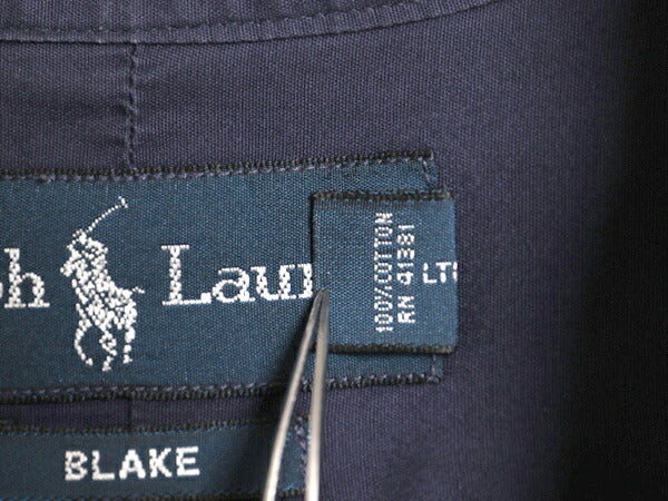 90s ラルフローレン 長袖 ボタンダウン シャツ メンズ XL / オールド ポロ 長袖シャツ コットン ワンポイント 大きいサイズ ワイシャツ 紺