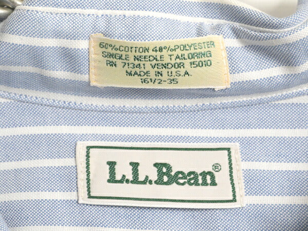 90s USA製 エルエルビーン ストライプ 長袖 ボタンダウン シャツ メンズ L オールド オックスフォード 長袖シャツ ワイシャツ ポケット付き